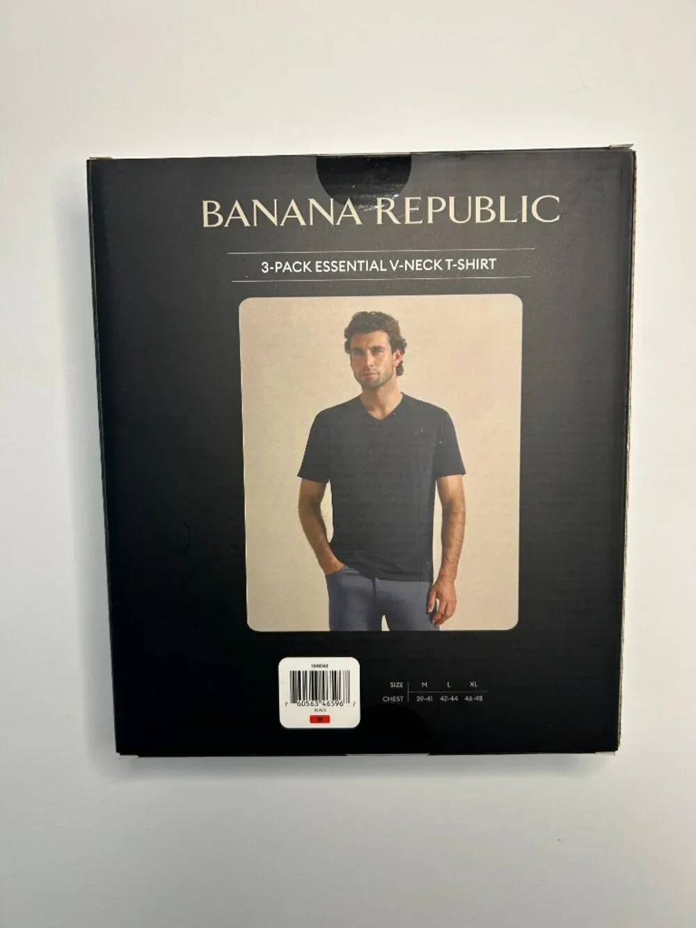 Banana Republic Men's V-Neck Tee, 3-pack, Cotton, Black, Size M